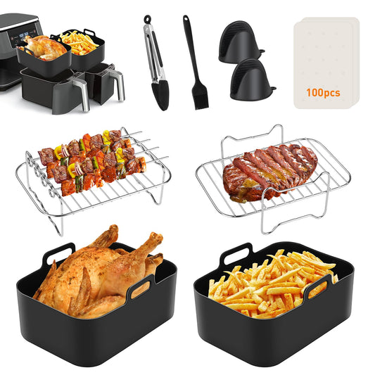 Silicone Air Fryer Liner for Ninja Dual  9 pcs Air Fryer Accessories